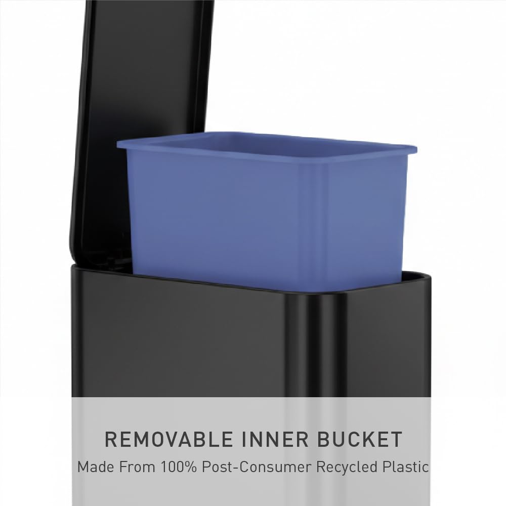 simplehuman 5L Slim lid closes quietly with lid shox technology.