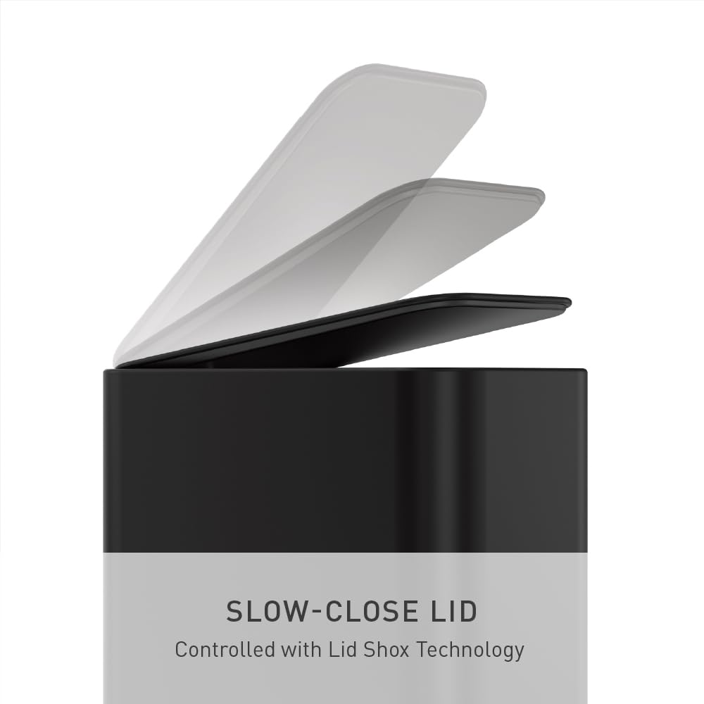 simplehuman 5L Slim sits flush against the wall, optimizing tight bathroom layouts.