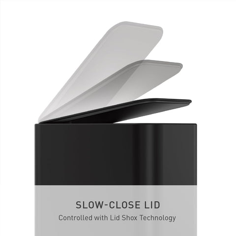 simplehuman 5L Slim sits flush against the wall, optimizing tight bathroom layouts.