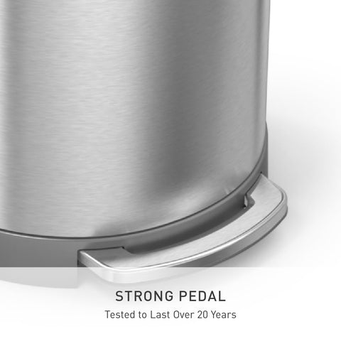 simplehuman 60L semi-round trash can brushed stainless finish adds modern kitchen style.
