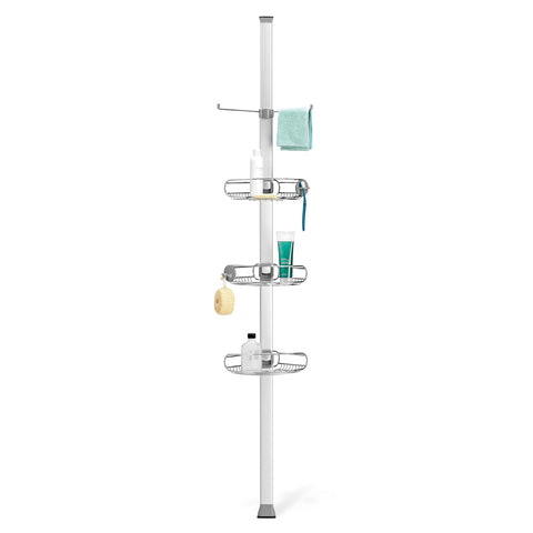 simplehuman 9ft tension pole shower caddy with adjustable shelves for tall bottles