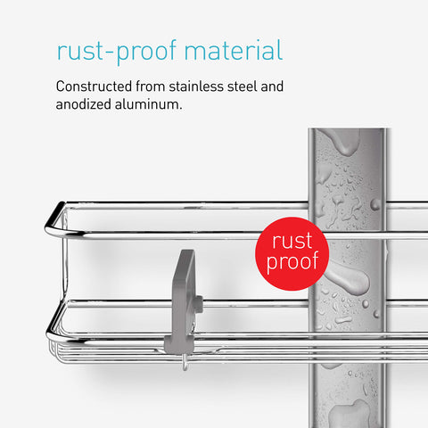 simplehuman anti-slip rubber feet stabilize the caddy on wet floors