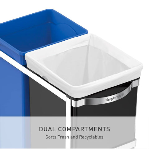 simplehuman ball-bearing tracks provide quiet, reliable glide for quick cabinet access.