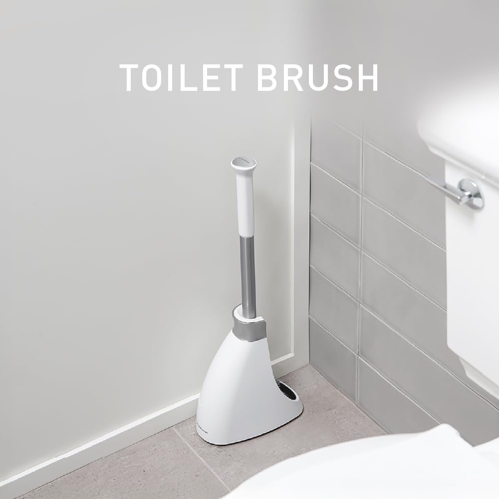 simplehuman crescent brush head reaches hard-to-clean areas around the rim