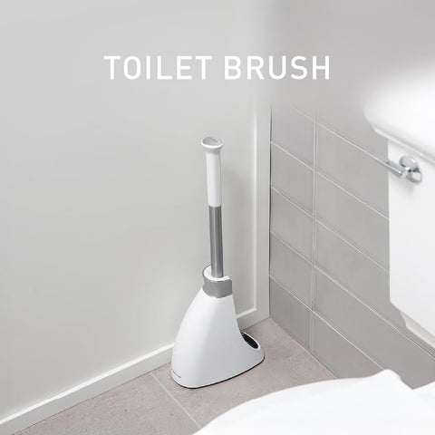 simplehuman crescent brush head reaches hard-to-clean areas around the rim