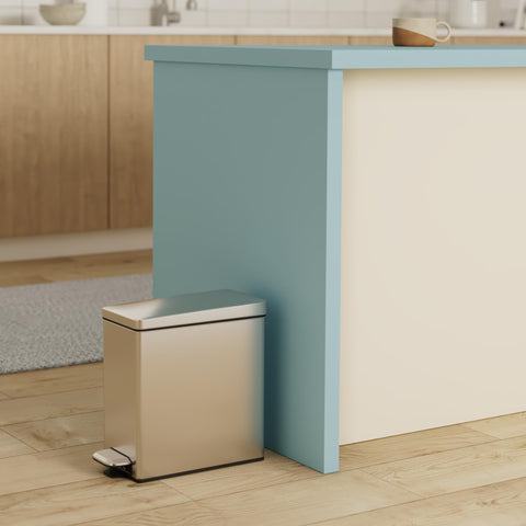 simplehuman brushed stainless steel body with fingerprint-proof finish for easy maintenance