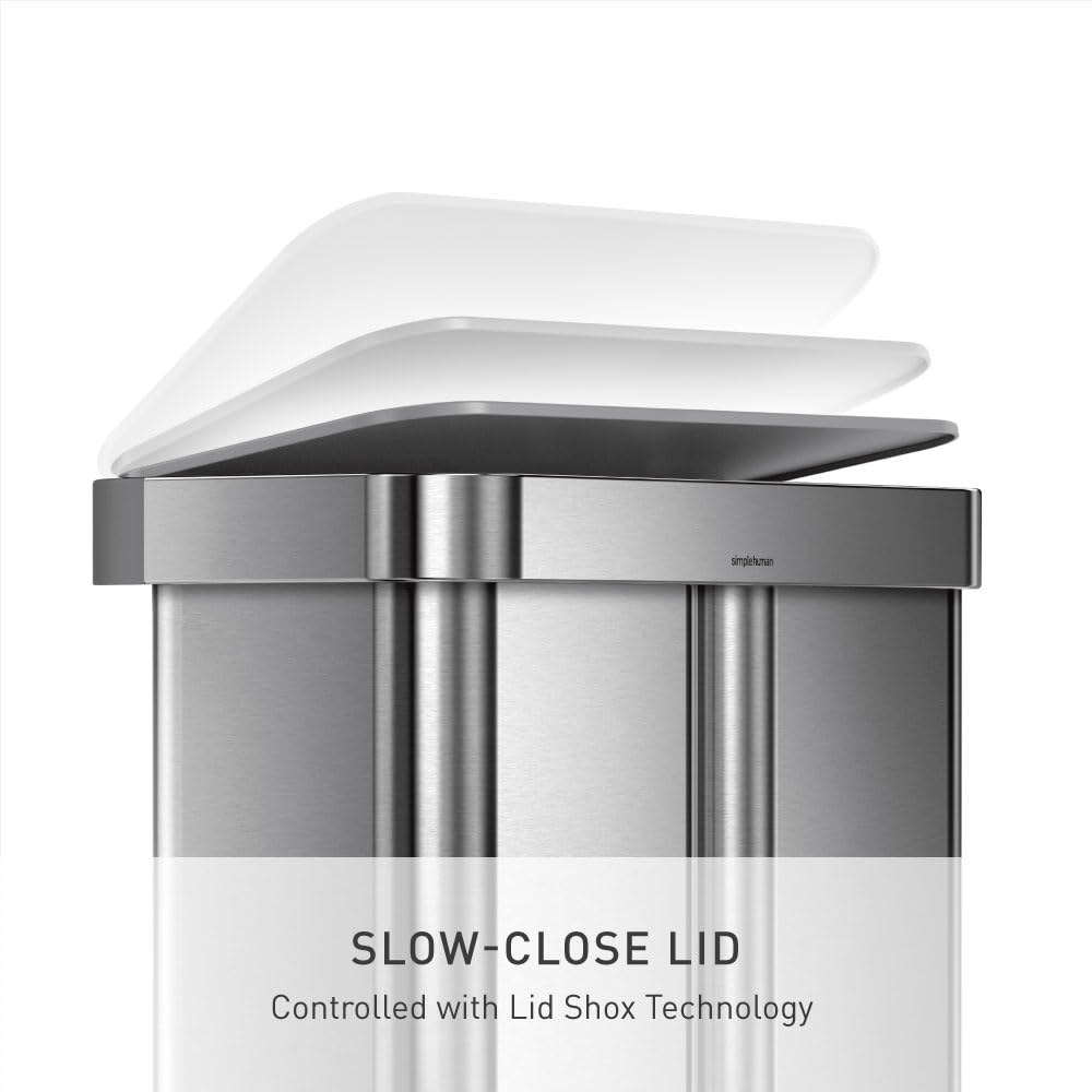 Simplehuman brushed stainless steel finish resists fingerprints.