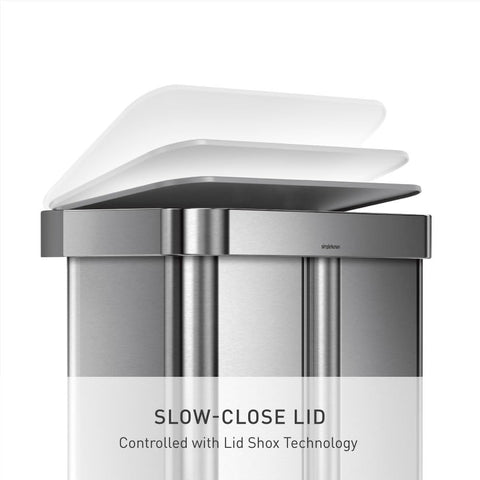 Simplehuman brushed stainless steel finish resists fingerprints.