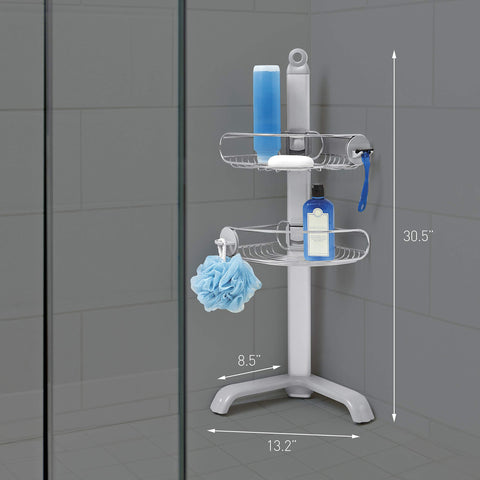 simplehuman corner shower caddy adjustable shelves fit tall bottles.