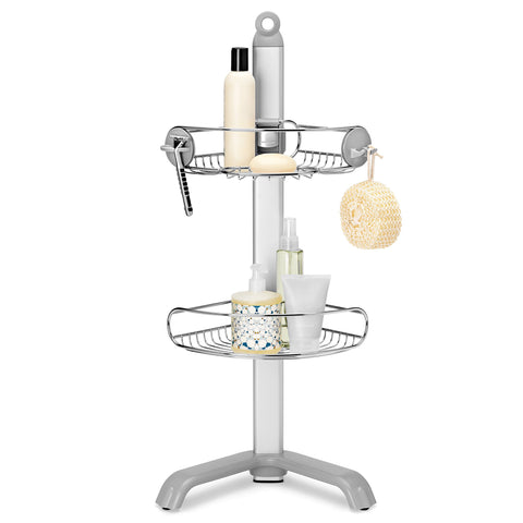 simplehuman corner shower caddy reinforced pole keeps the unit steady.