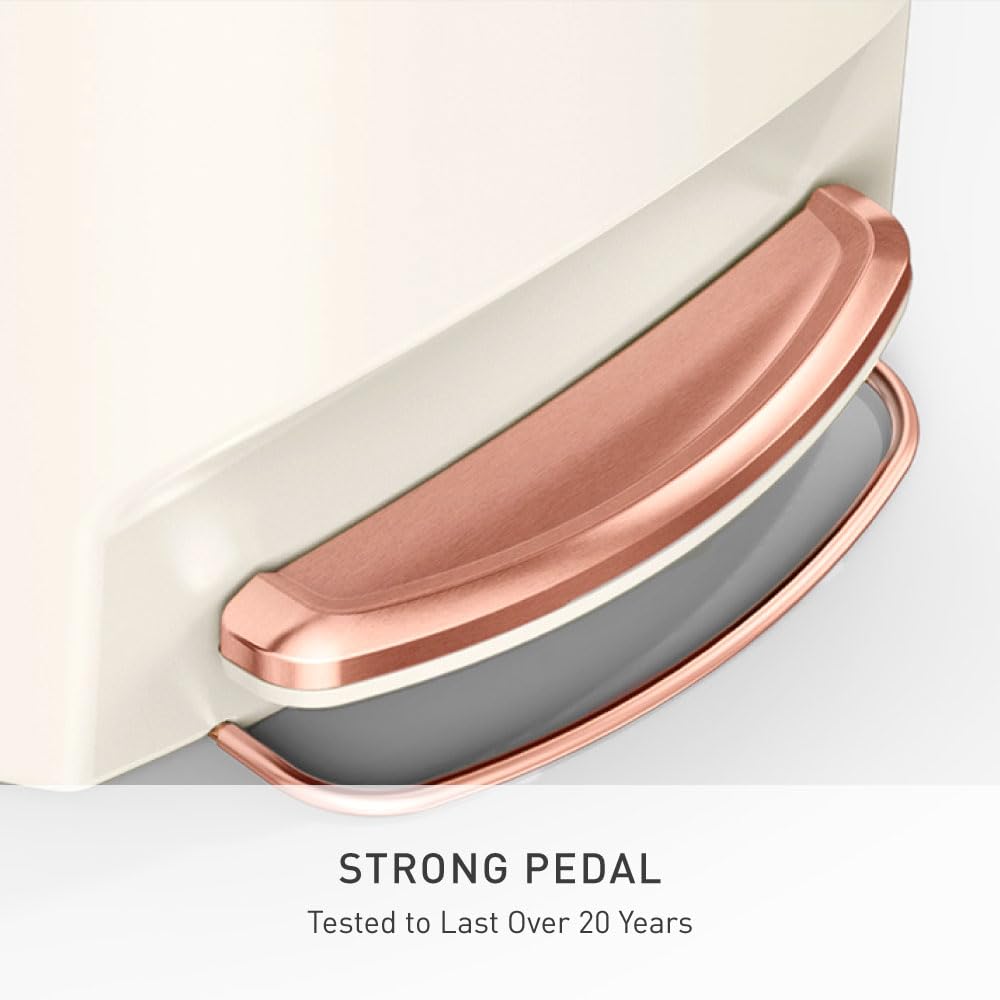 cream plastic trash bin with durable steel pedal for daily use