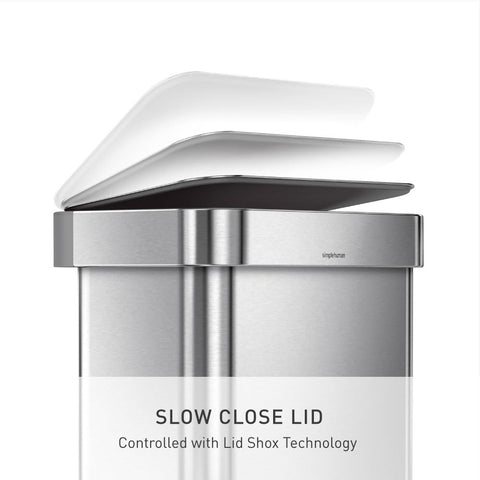 simplehuman dent-proof plastic lid resists fingerprints.