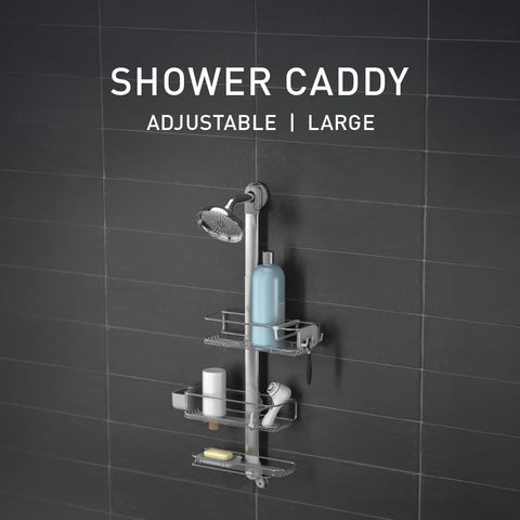 simplehuman shower caddy neck extends for tall bottles and easy reach