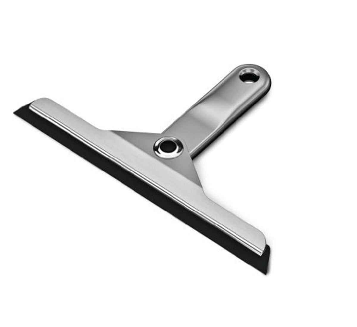 simplehuman fold-away squeegee with foldable handle for easy storage and quick access.