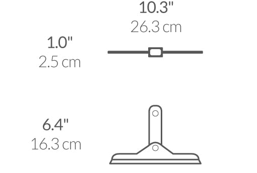 simplehuman fold-away squeegee promotes quick drying and streak-free results.