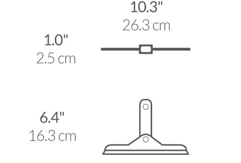 simplehuman fold-away squeegee promotes quick drying and streak-free results.