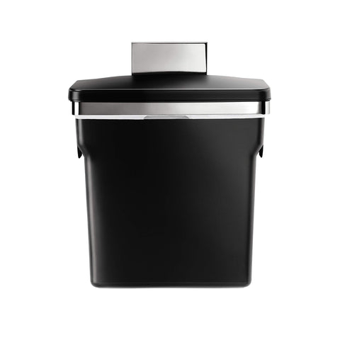 Simplehuman in-cabinet bin mounted on a cabinet door for quick access