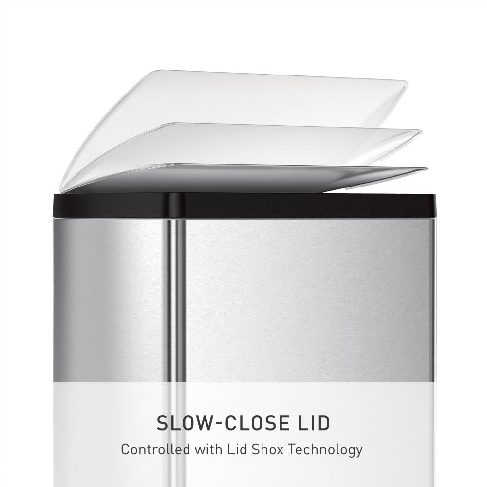 simplehuman internal hinge lets the can sit flush against the wall