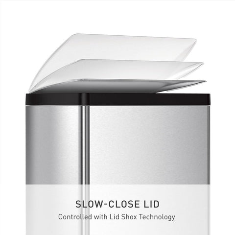 simplehuman internal hinge lets the can sit flush against the wall