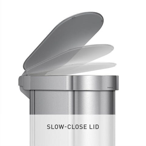 Simplehuman lid Shox provides a smooth, quiet close in busy kitchens.