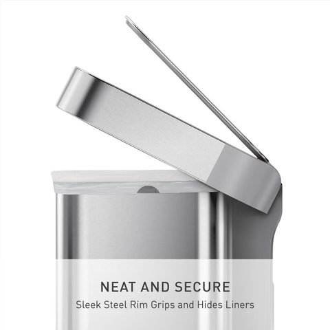 simplehuman liner-pocket inside demonstrates easy liner dispenser.