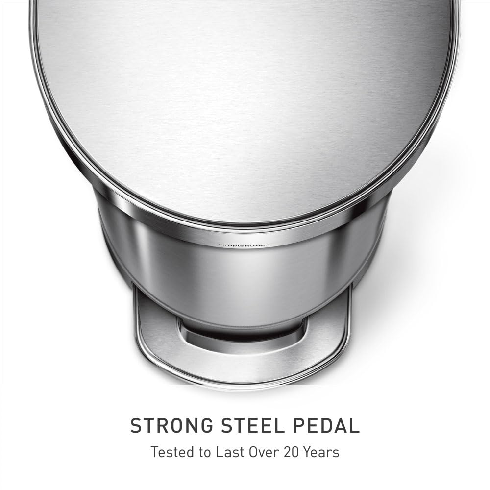 Simplehuman liner rim flips up for quick liner changes and secure fit.