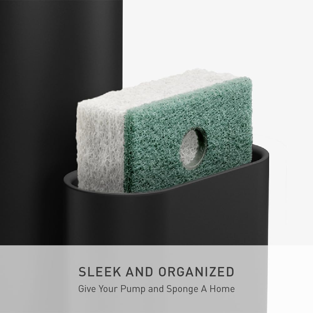 Simplehuman pump demonstrates adjustable soap amount based on hand distance.
