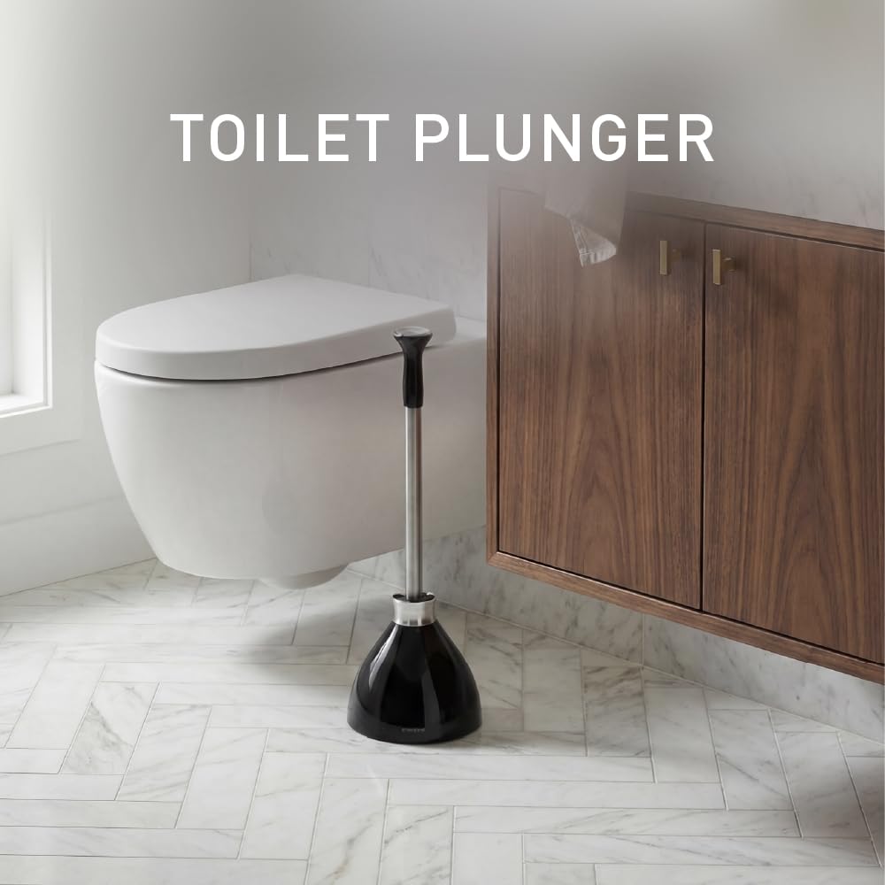 simplehuman magnetic collar cover on plunger enables drip-free carrying.