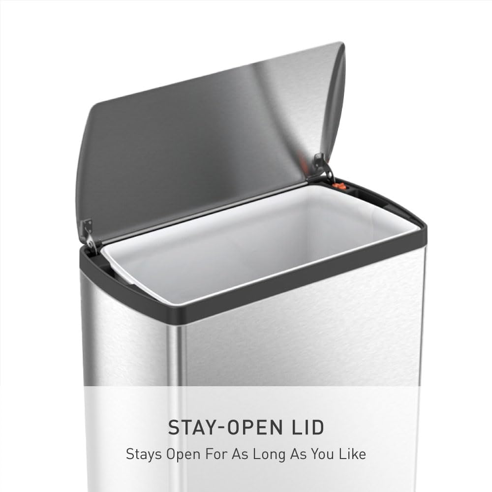 simplehuman non-skid base keeps the can stable on smooth floors