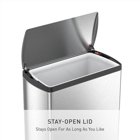 simplehuman non-skid base keeps the can stable on smooth floors