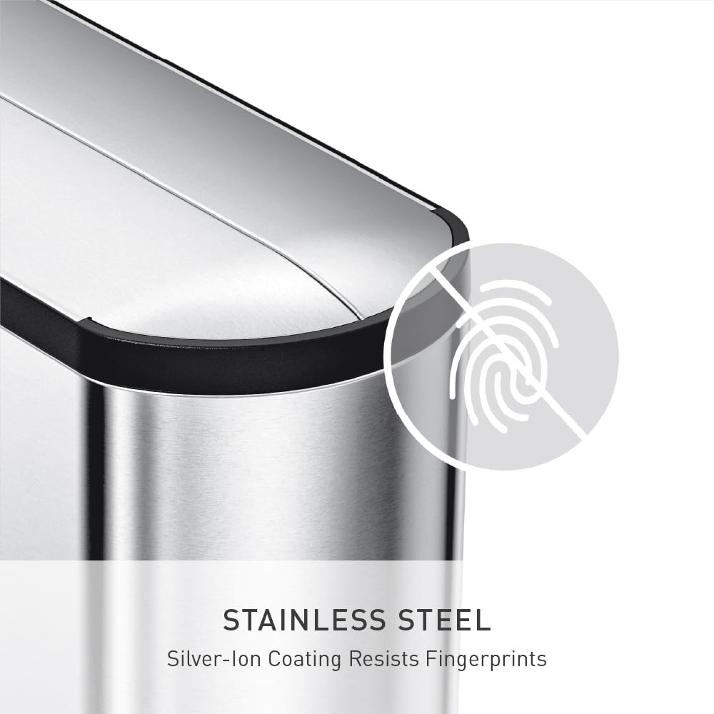 simplehuman non-skid base keeps the can steady on any floor