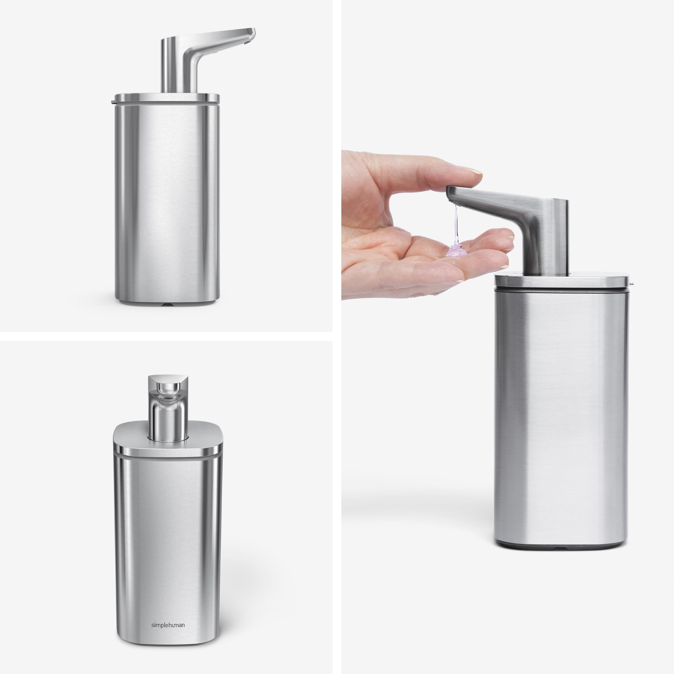 simplehuman pulse pump easy-dispense action enables quick, mess-free soap use