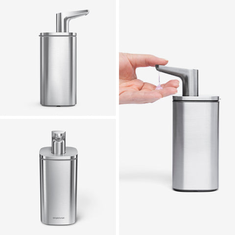 simplehuman pulse pump easy-dispense action enables quick, mess-free soap use