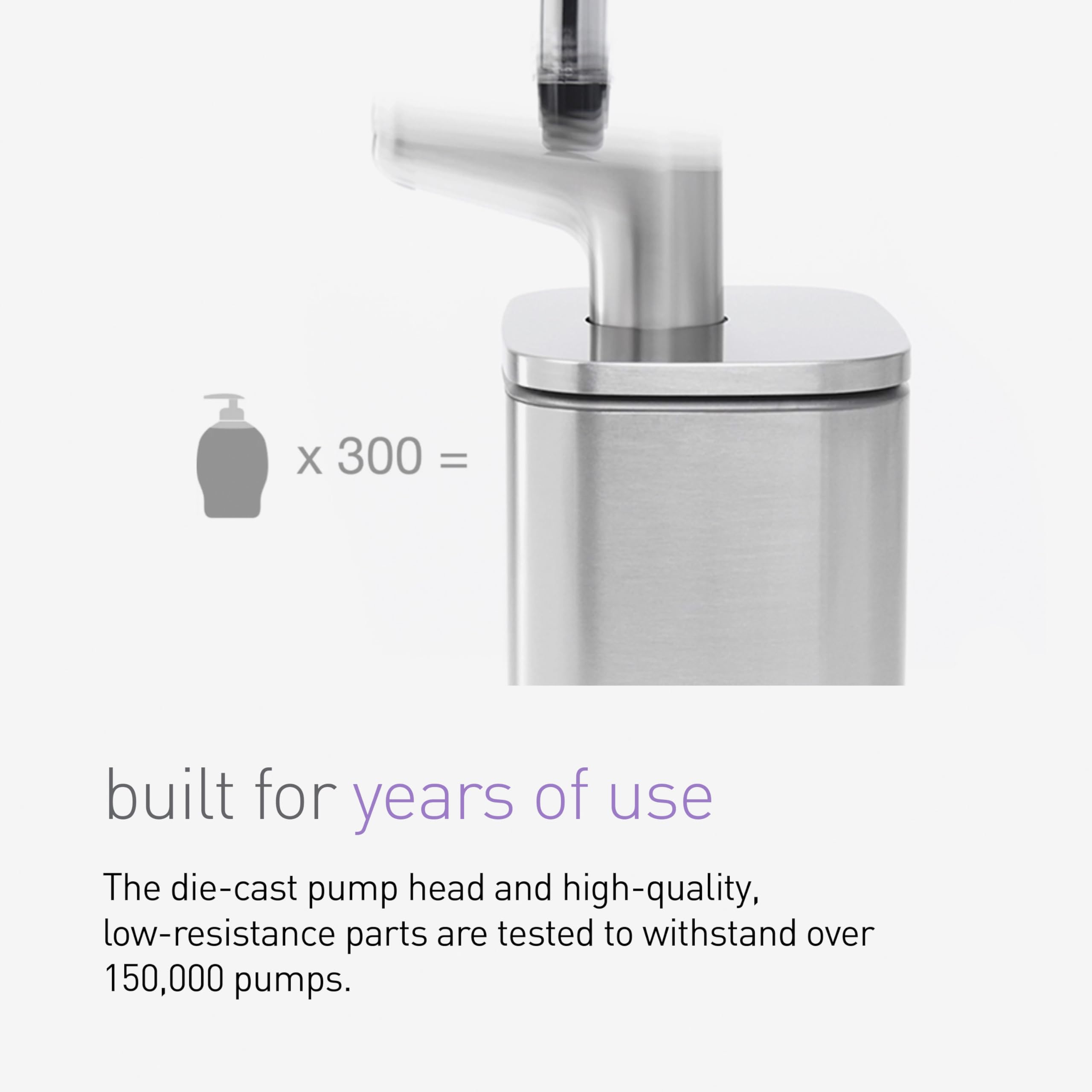 simplehuman reverse-flow valve prevents drips after each dispense