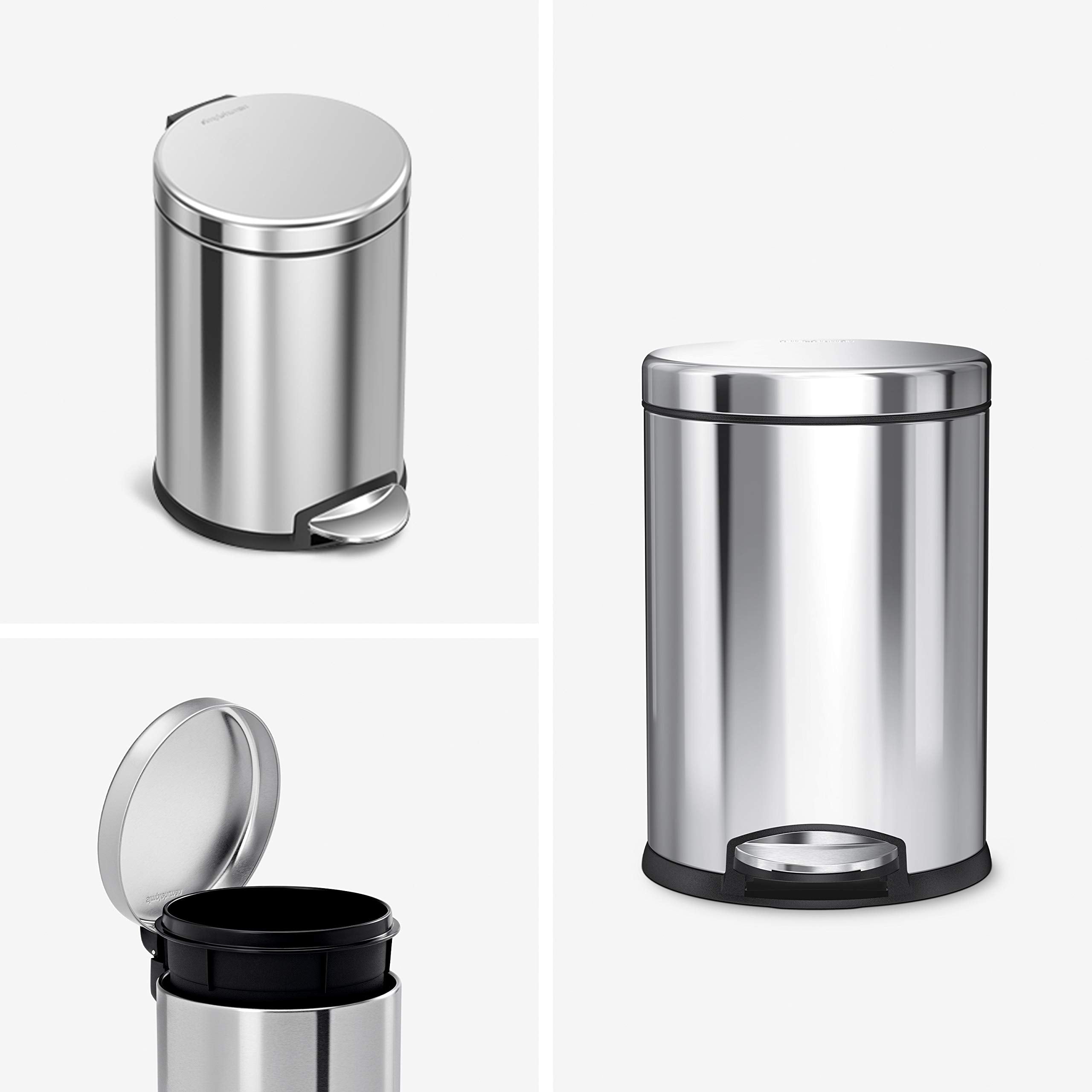 simplehuman lid-shox provides a smooth, silent close for this round can.