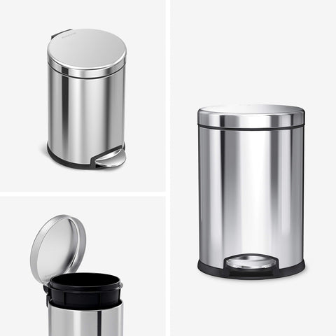 simplehuman lid-shox provides a smooth, silent close for this round can.