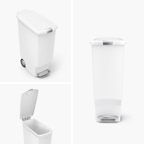 simplehuman secure slide lock lid prevents pets from accessing the trash.