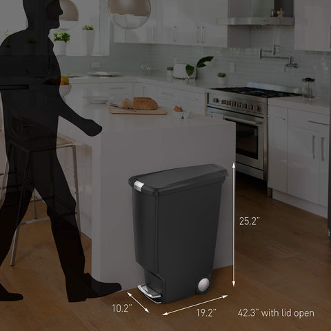 Simplehuman trash can with slide lock lid secured keeps waste in and pets out