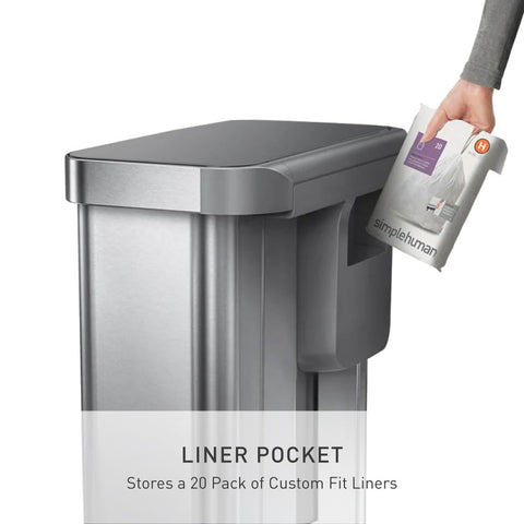 simplehuman stainless steel liner rim visible during liner changes.