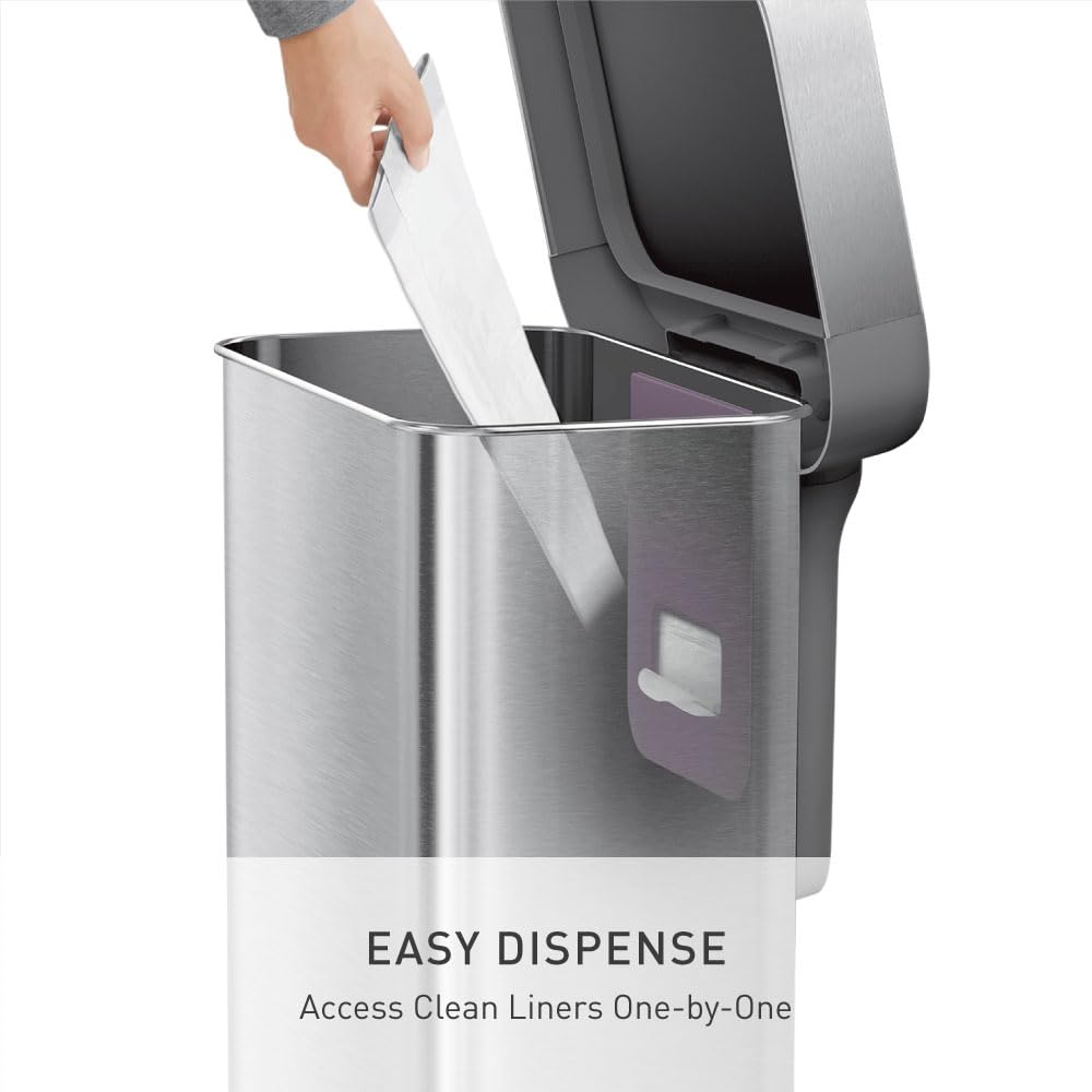 simplehuman strong steel pedal supports long-lasting, hands-free use.