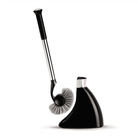 simplehuman toilet brush with caddy in stainless steel black for easy, hygienic storage