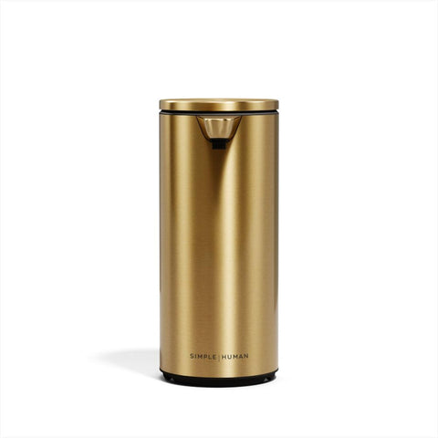 Simplehuman touch-free sensor pump brass stainless steel for hygienic, hands-free dispensing.