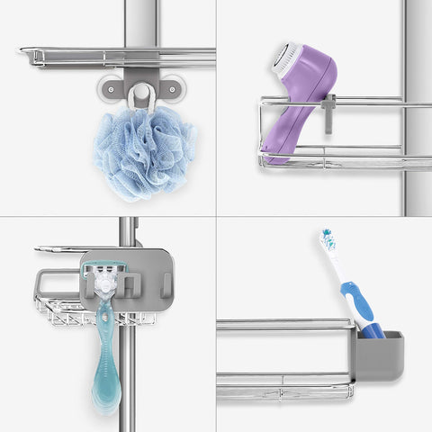 simplehuman XL shower caddy quick-dry soap dish keeps soap dry.