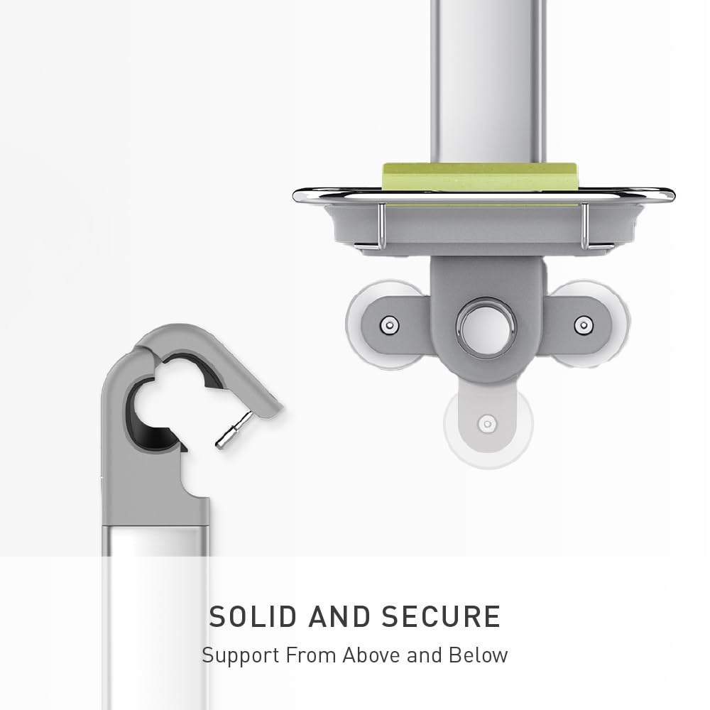 simplehuman XL shower caddy storage hooks hold razors and loofahs.