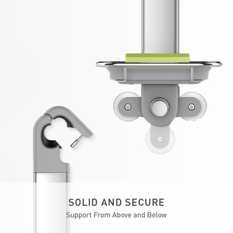 simplehuman XL shower caddy storage hooks hold razors and loofahs.