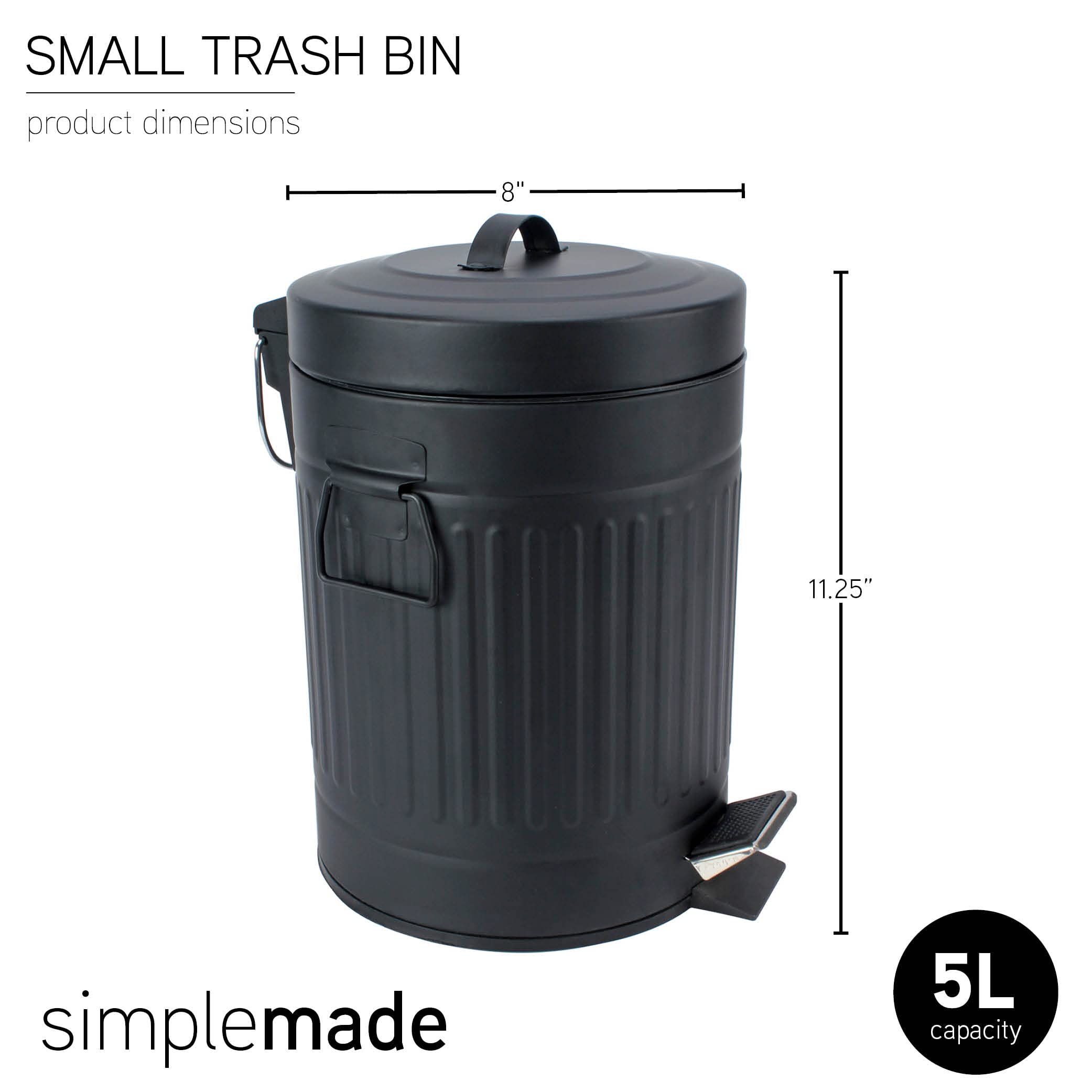 SIMPLEMADE trash can placed on a desk-ready surface in an office setting.