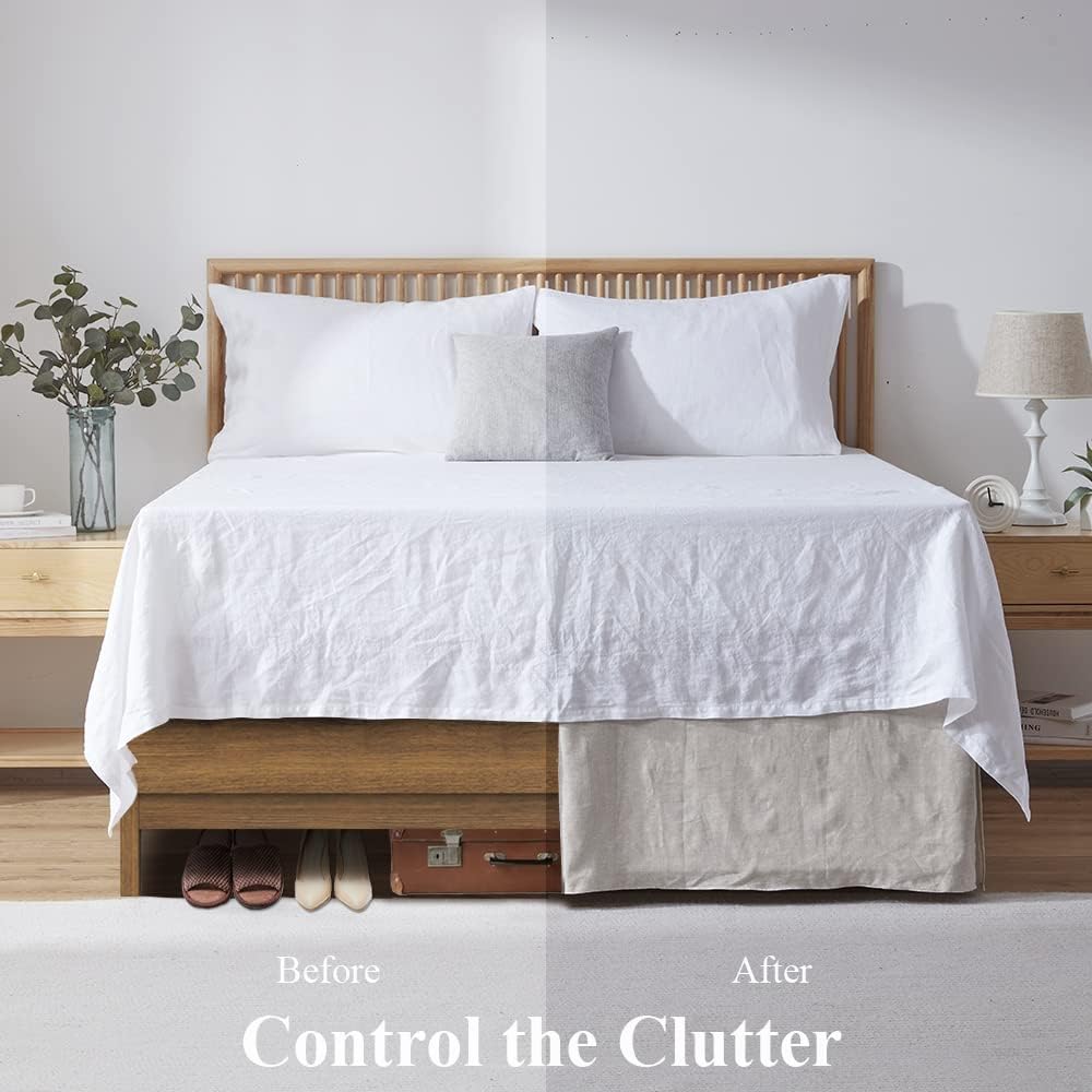 SimpleOpulence bed skirt hides bed frame and creates tidy under-bed space