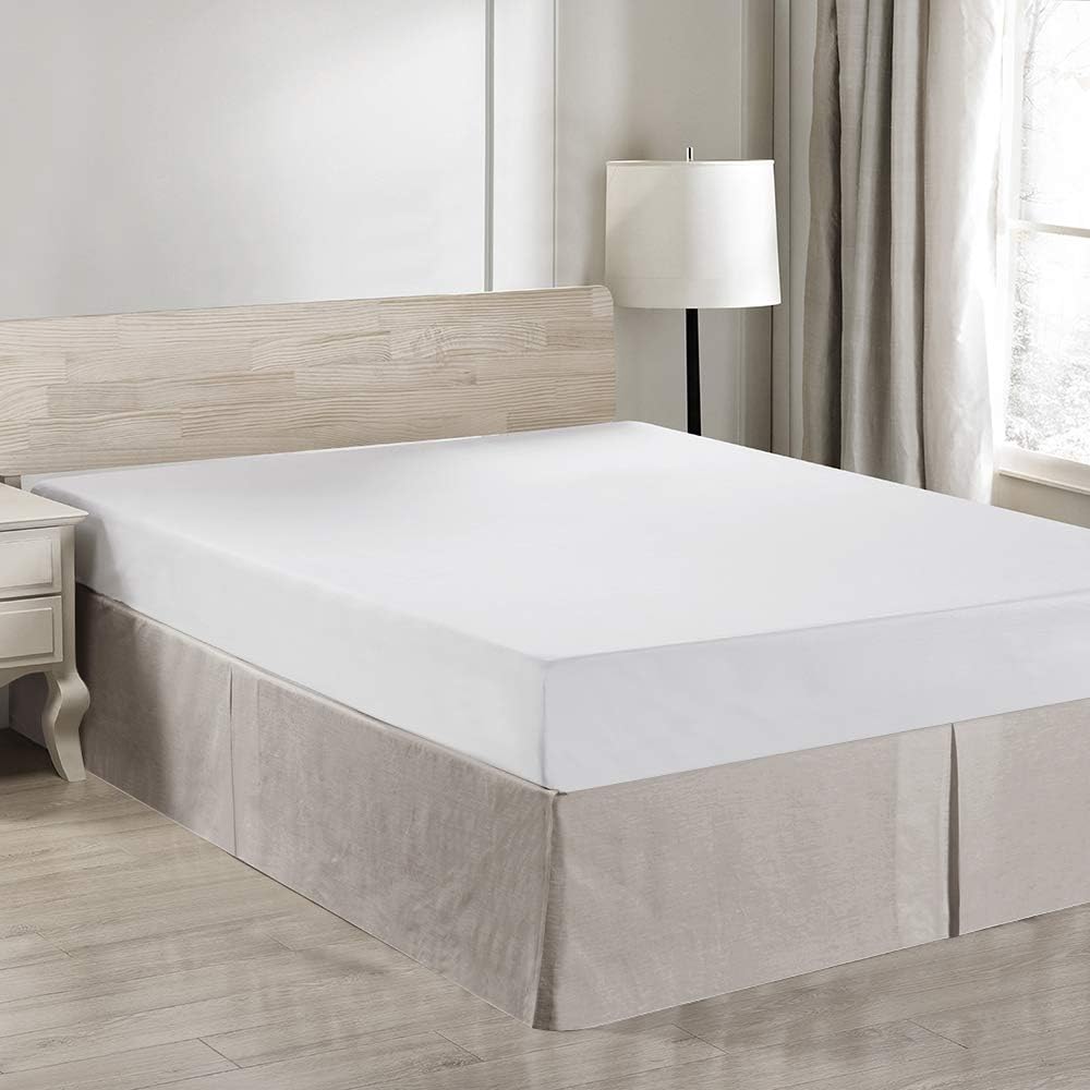 SimpleOpulence Belgian linen bed skirt with 14-inch drop, close-up fabric texture