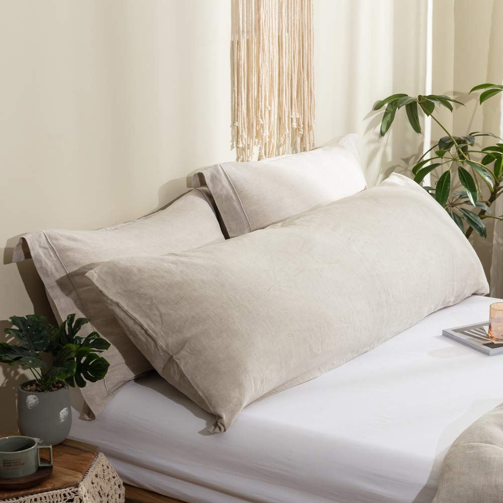 Simple&Opulence body pillow cover front view shows breathable linen and clean design for relaxed sleep.