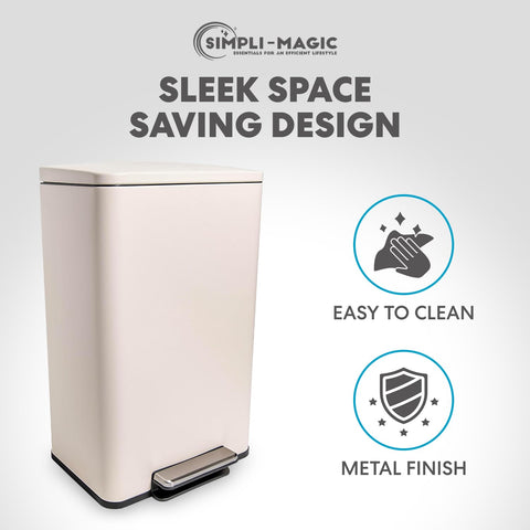 Simpli-Magic compact 13-gallon footprint fits against walls or cabinets.